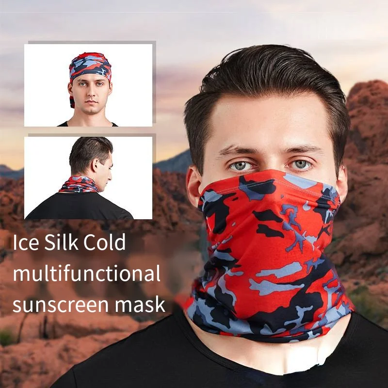 Sunscreen Versatile Neck Outdoor Ice Silk Riding Mask Men's and Women's Thin Fishing Headcover Sports Magic Headband Bandanas