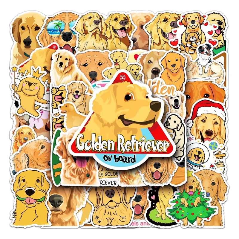 50pcs Golden Retriever Stickers decal scrapbooking diy pasters home decoration phone laptop waterproof cartoon 