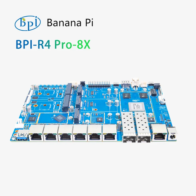 BPI R4 Pro 8X Open Source Router Development Board MediaTek MT7988 Supports Wifi7 Network Card
