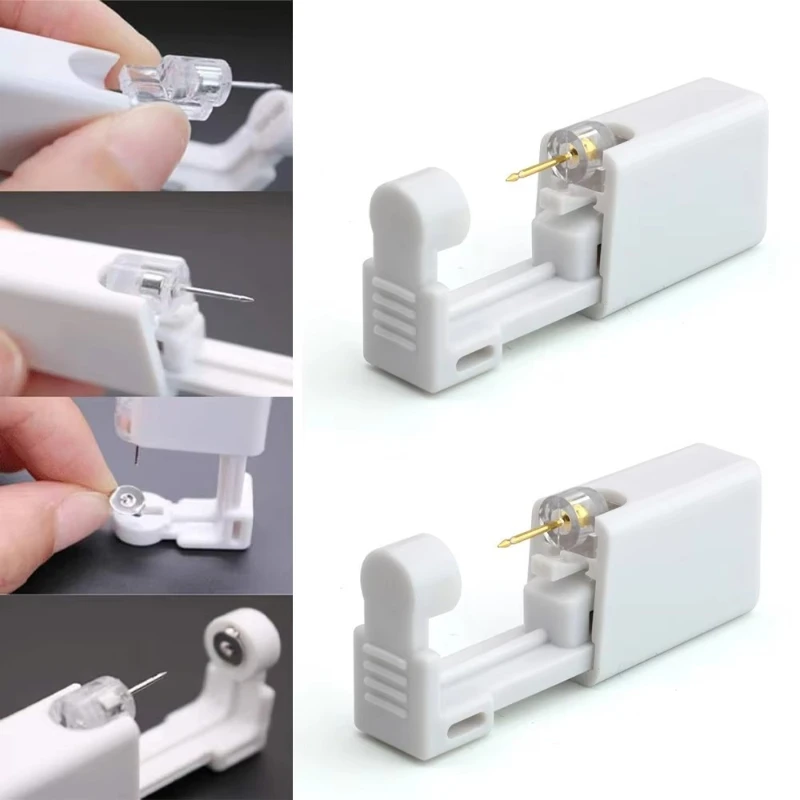 1/2/4/6pcs Disposable Sterile Safety Ear Piercing White Kit Cartilage Tragus Helix Piercing Gun No Pain Jewelry Piercer Supplies