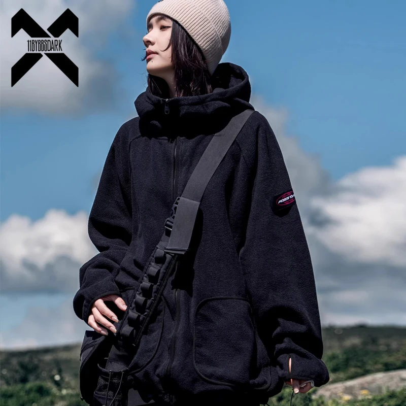 

2025 New Polar Fleece Hooded Jacket Men Women Winter Warm Coat Unisex Casual Hip Hop Streetwear Full Zip Hooded Tops Outwear