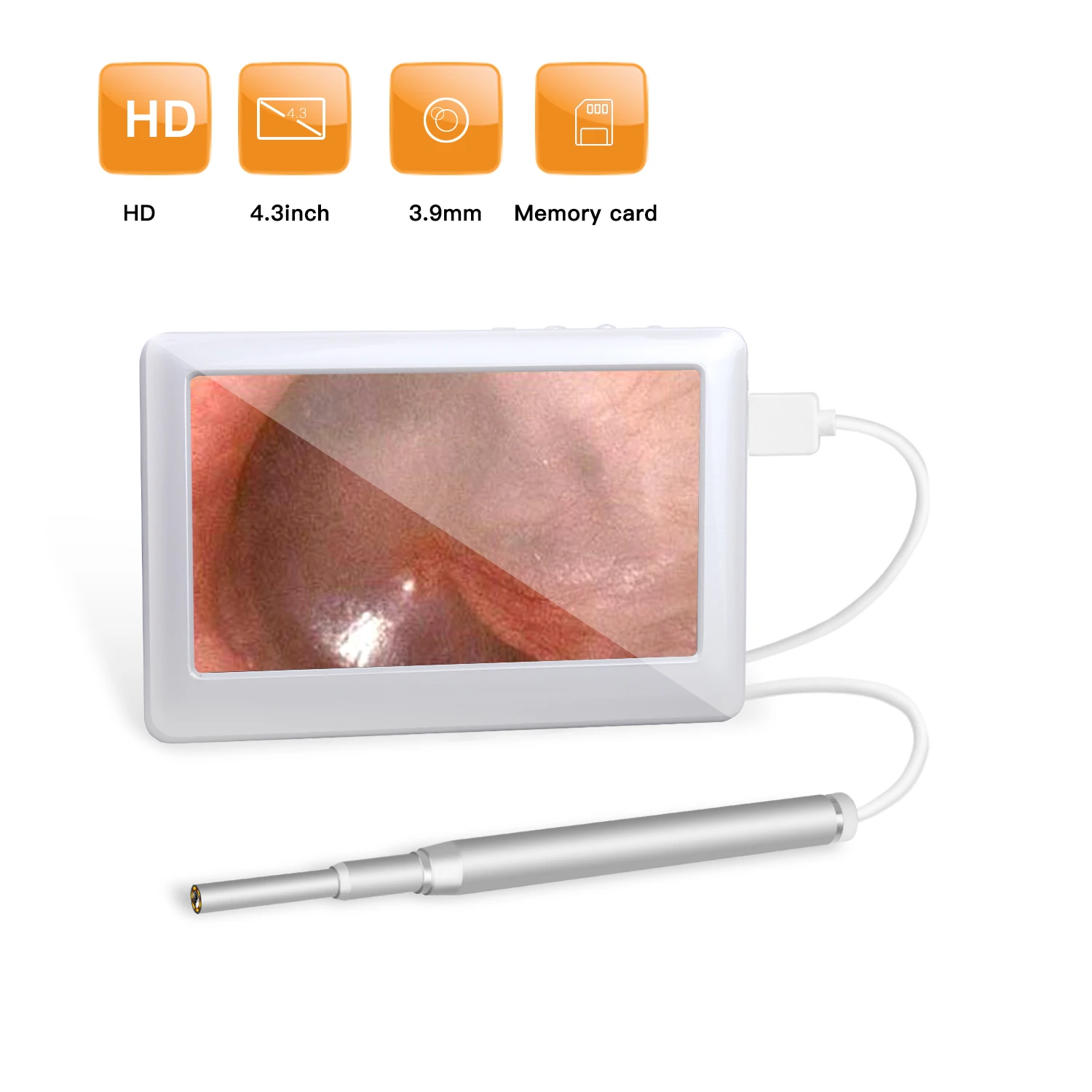 4.3 Inch Screen 3.9MM 720P Visual  Earpick Endoscope Ear Camera Otoscope Earscope Earwax Remover Cleaner Digital Microscope