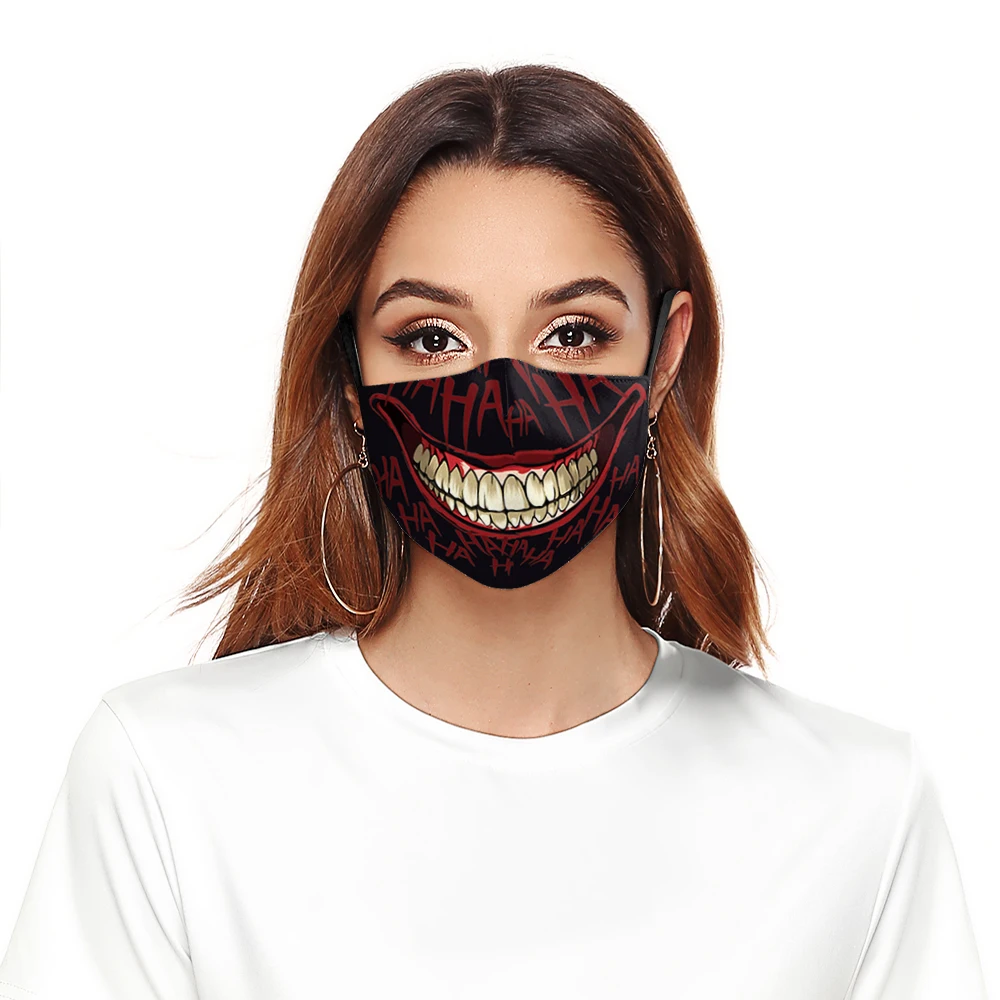 Demi-masque facial en tissu réutilisable unisexe, impression 3D, lavable, Halloween, mode, fête, nouveau, 2023