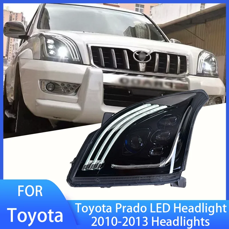 Pop Pop 2PCS Head Lamp For Toyota Prado LED Headlight 2010-2013 Headlights Prado DRL Turn Signal High Beam Angel Eye Projector L