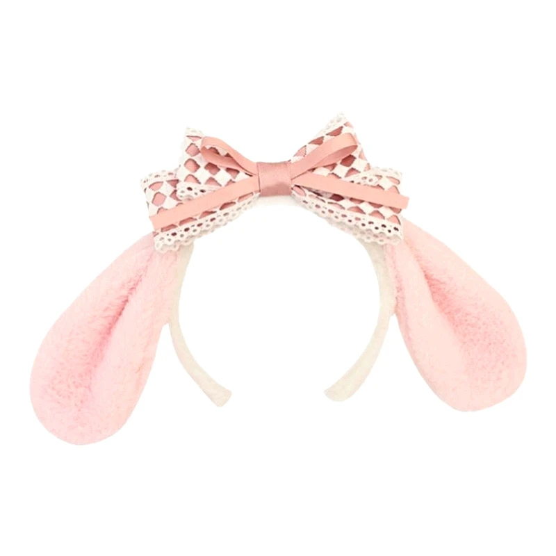 

NEW Hello Kitty Plush Hairband My Melody Kuromi Pink Black Bow Plush Headband Cosplay Halloween Costume Hair Accessory Girl Gift