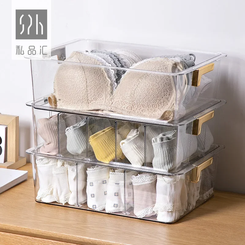 Drawer-type underwear storage box, transparent grid bra finishing box, student dormitory socks and underwear storage box