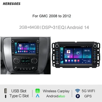 7-calowe radio samochodowe z Androidem do GMC 2008-2012, bezprzewodowy CarPlay, Android Auto, nawigacja GPS, Bluetooth, sterowanie kierownicą