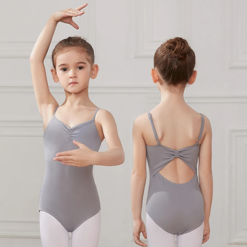 Girls Ballet Leotard for Kids Tutu Dance Leotard Sling suit Gymnastics Leotard For Child Students bow Ballet costume Bodysuit