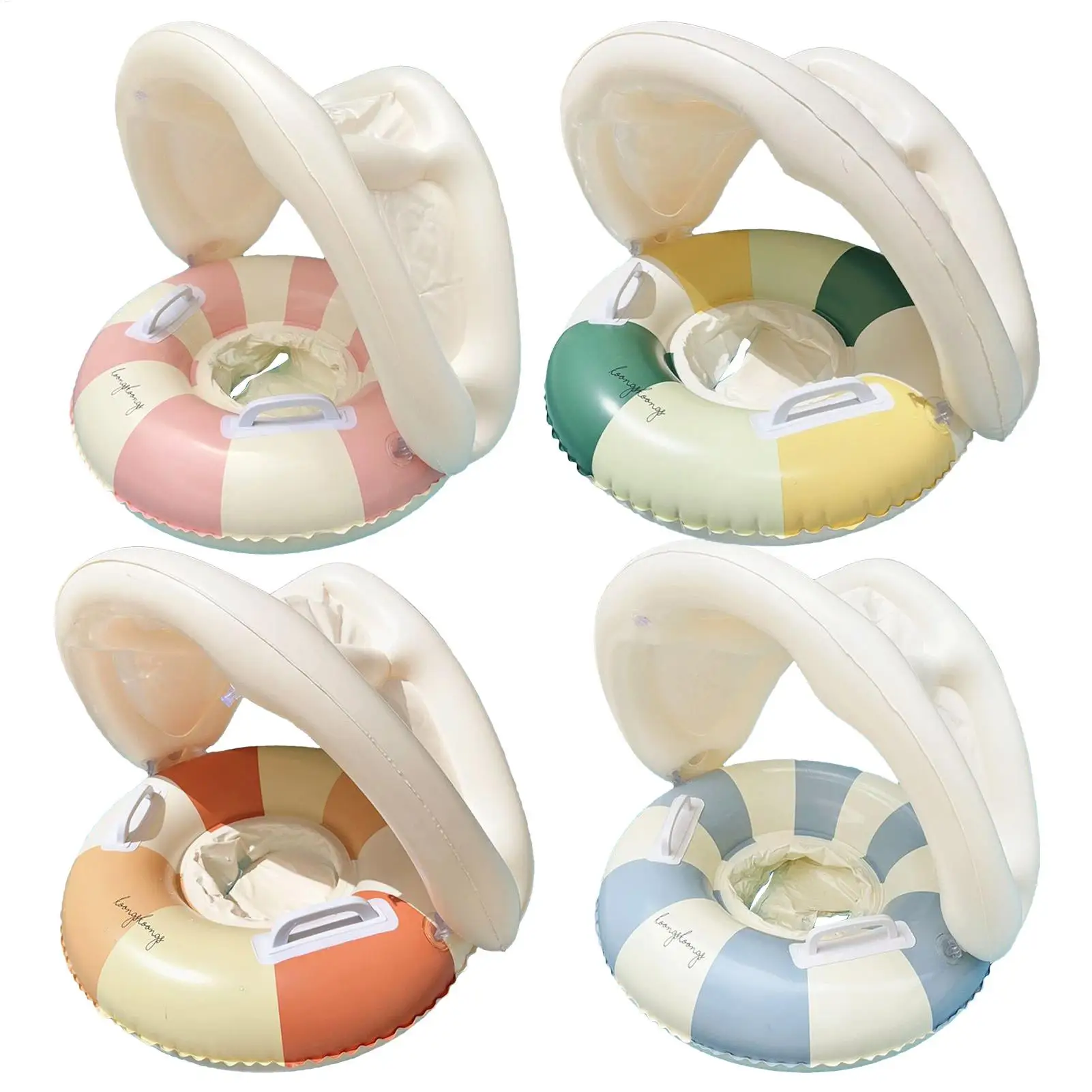 Baby Pool Float พร้อม Canopy เด็กว่ายน้ําที่นั่งแหวนหลอดว่ายน้ําที่นั่งวงกลมลอยแหวนว่ายน้ําน้ําเล่น Inflatable ของเล่น