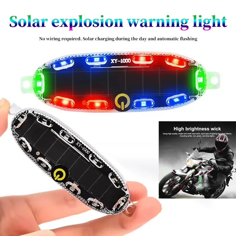 Motorcycle Anti-rear Collision Safety Light Bicycle Tail Light  Flashing Light Car Rear Collision Prevention Solar Warning Light