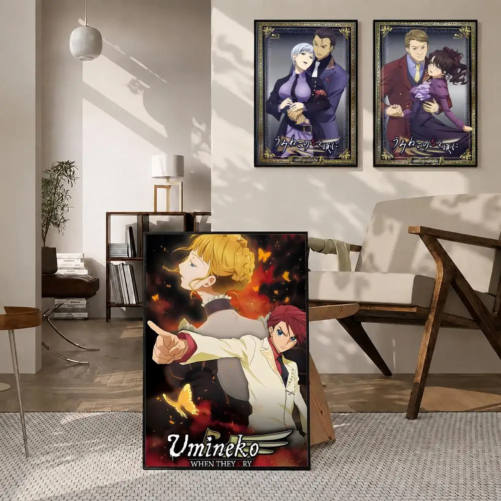 Game Umineko When They Cry Poster Self‑Adhesive Waterproof PP Poster Coffee House Bar Wall Art Sticker Room Home Decor