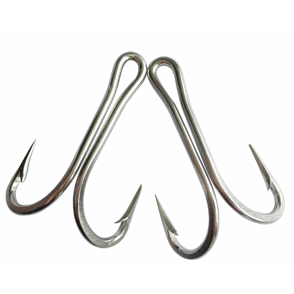 Stainless Steel Fly Tying Double Hook Frog Lure Hook Bass Weedless Fishing Hook Fishhook for Soft Lure Jig