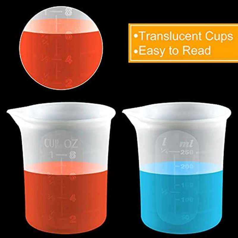 6 PCS 250 Ml Silicone Measuring Cups For Resin Cups Glue Tools Precise Scale Resin DIY Craft Jewelry Making