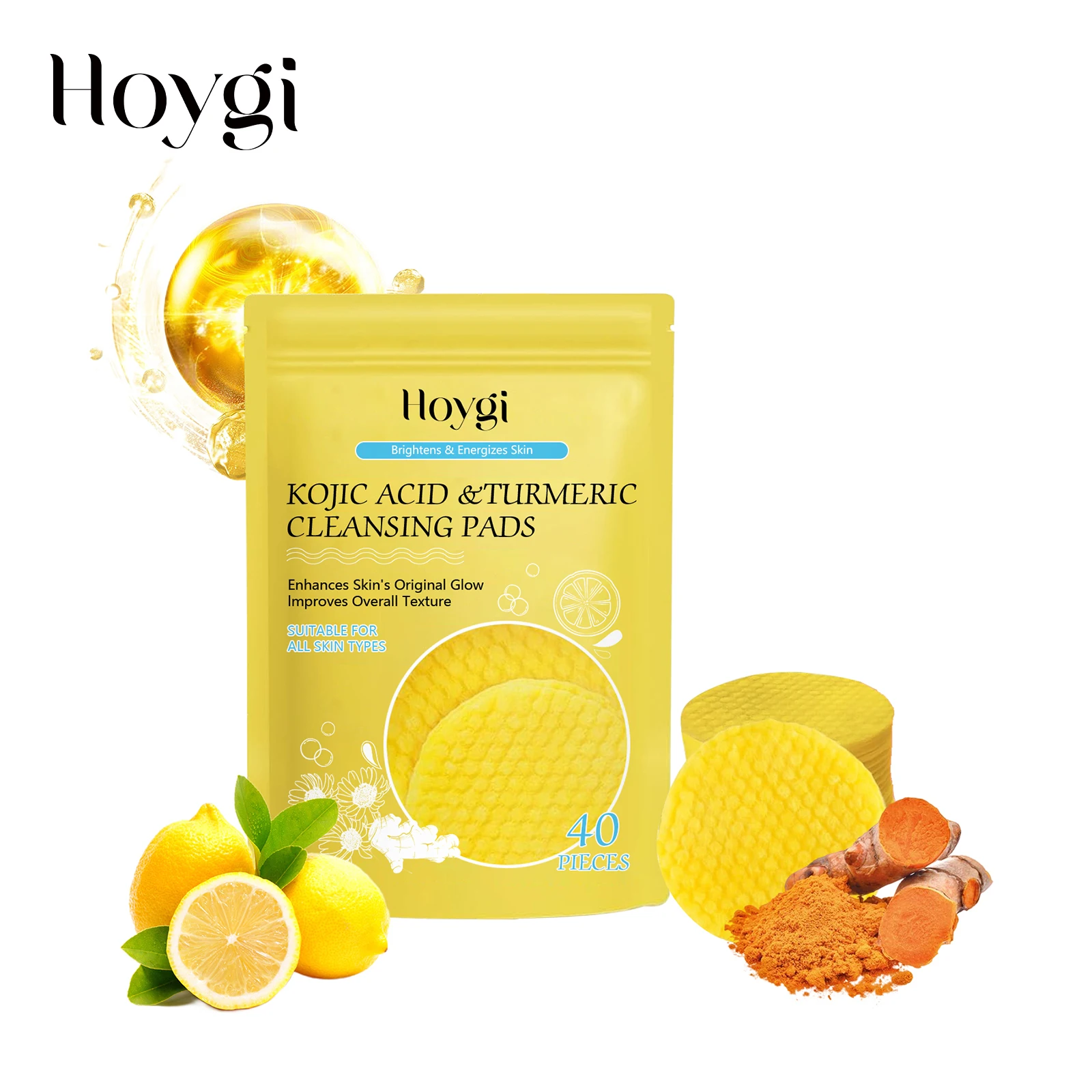 

4PCS exfoliating turmeric quercetin cleansing pad with mild ingredients suitable for sensitive skin