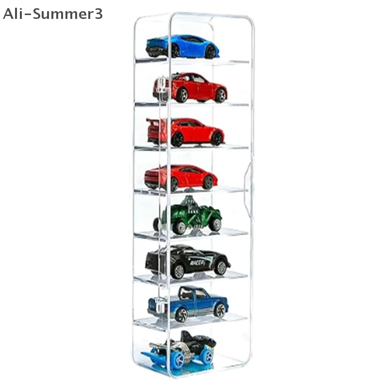 1:64 Scatola di visualizzazione per auto in acrilico per modello di auto giocattolo 8 Grid Cabinet Rack Scatola di immagazzinaggio per auto impilabile antipolvere Espositore trasparente