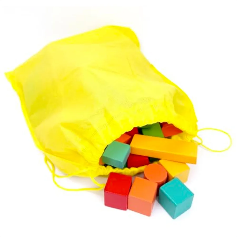 Cheardia 100 Pack Wooden Building Blocks Standard Colored Natural Blocks with Storage Bag for Playing Parties Hands on Indoor A