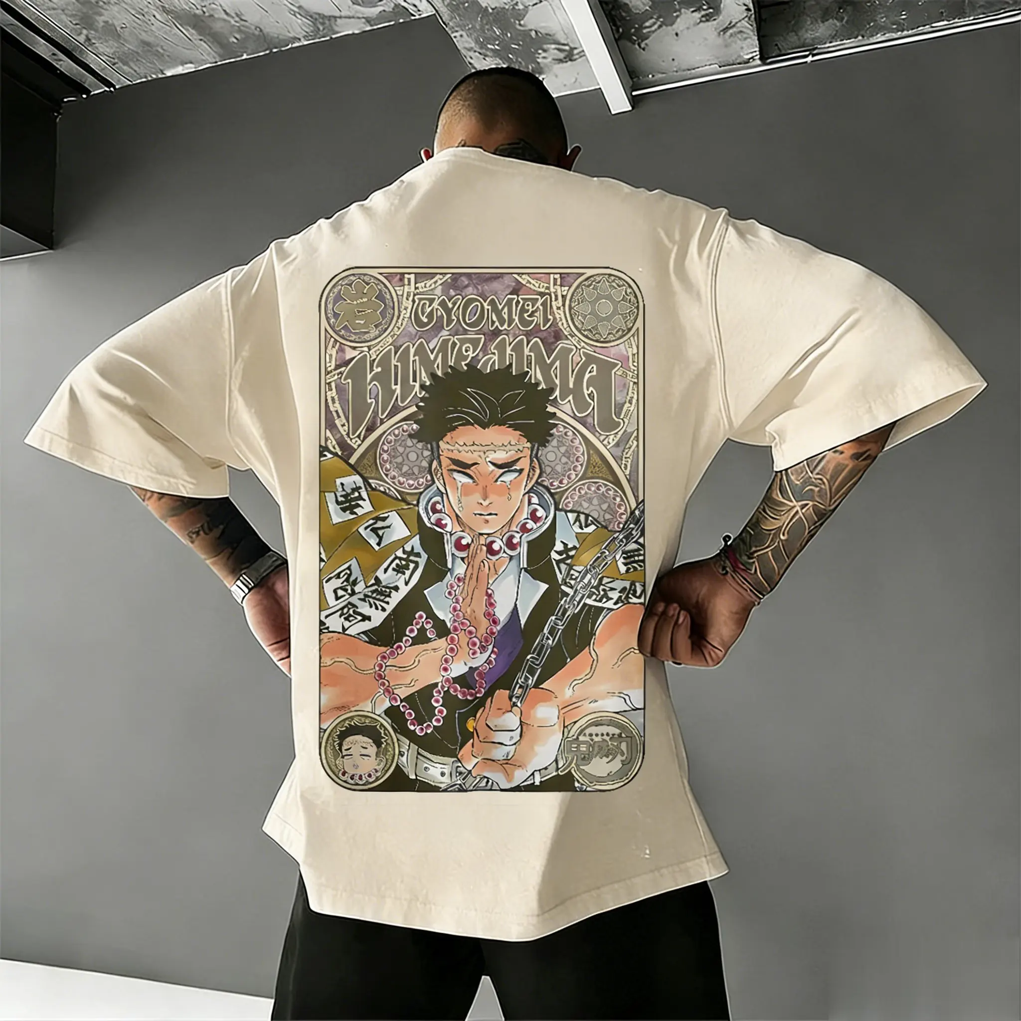 

Футболка с рисунком аниме «Убийца демонов», мужская и женская футболка с коротким рукавом Gyomei Himejima 2026, летняя новая уличная одежда, повседневные топы Y2k, одежда