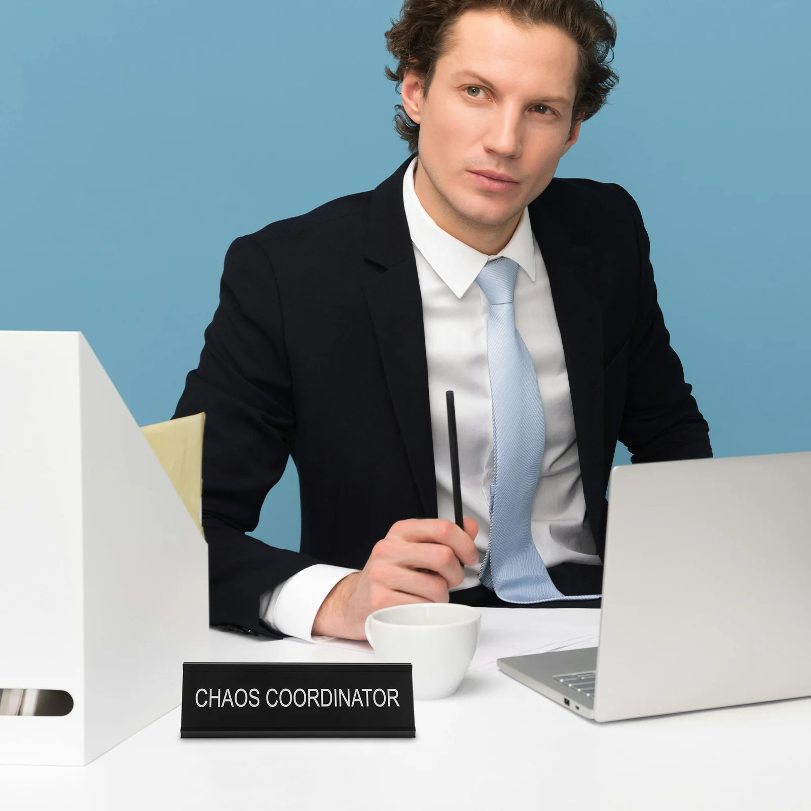 

Chaos Coordinator Desk Plaque L Shaped Aluminum Alloy Name Plate for Office Home Desk Decor Funny Metal Sign Funny Office Signs