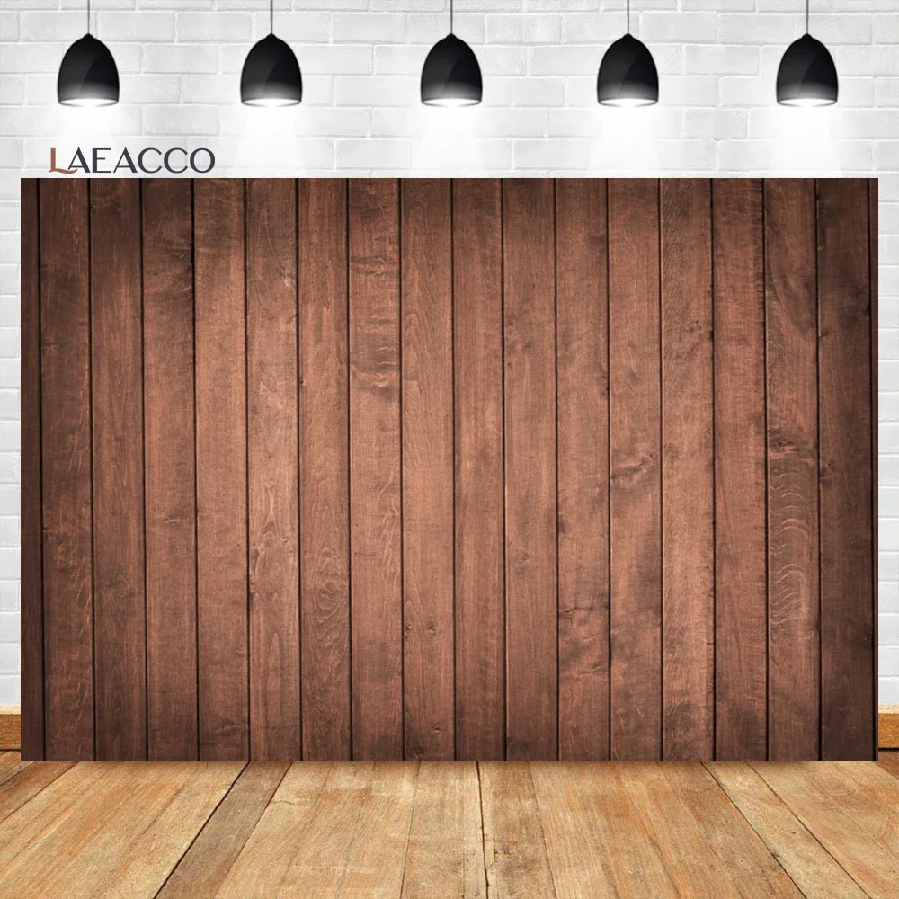 Laeacco Solid Wooden Board Photocall Photography Background Brown Plank Baby Shower Kids Adult Birthday Portrait  Photo Backdrop