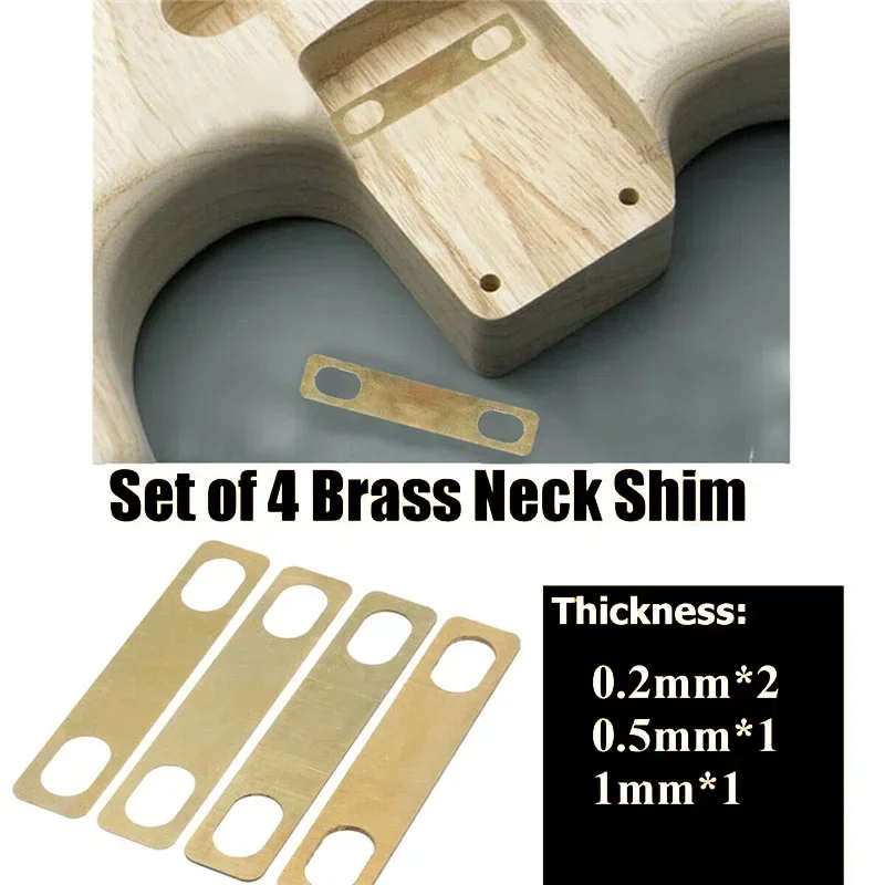 4Pcs Easy Install Guitar Neck Shim Durable Heightening Gasket Brass Tool Musical Accessories