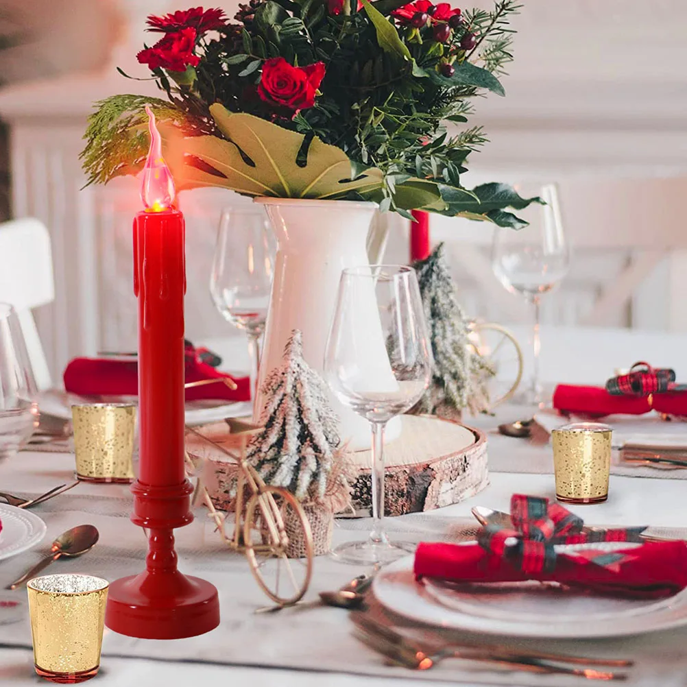 

Red Electronic Decorative Lamp Flameless LED Light for Altar Birthday Home Rechargeable Touch Control
