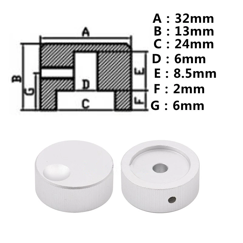 1pcs 32mmx13mm Audio amplifier Speakers Aluminum Volume Potentiometer Knobs Guitar Knob Volume Adjustment Handle