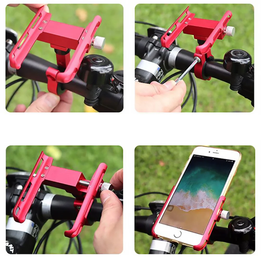 

Universal Motorcycle Phone Holder Aluminum Alloy Bike Navigation Stand Shock-Absorption Design for Smartphones Scooter Cycling