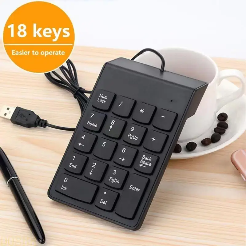 D08B USB Corded Keyboard Numeric Keypad For Fast Accurate Typing For Laptop PC Desktop Notebook for Programmers And Gamers