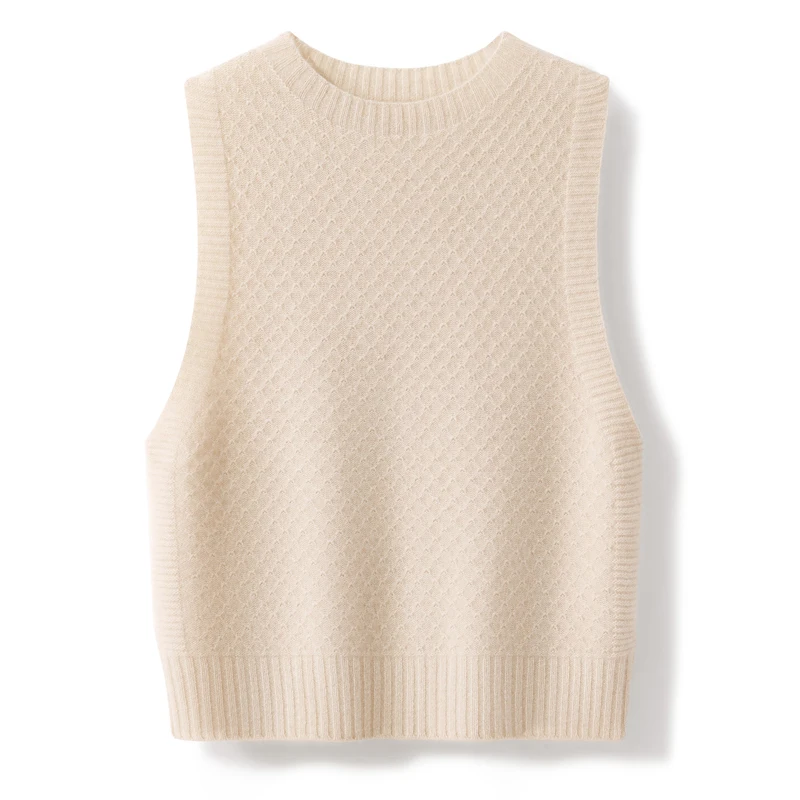 O-neck Cashmere Vests，100% Cashmere Women Knitwears,Spring New Fashion Pullovers ,Ladies Cashmere Tops,2024,YH01