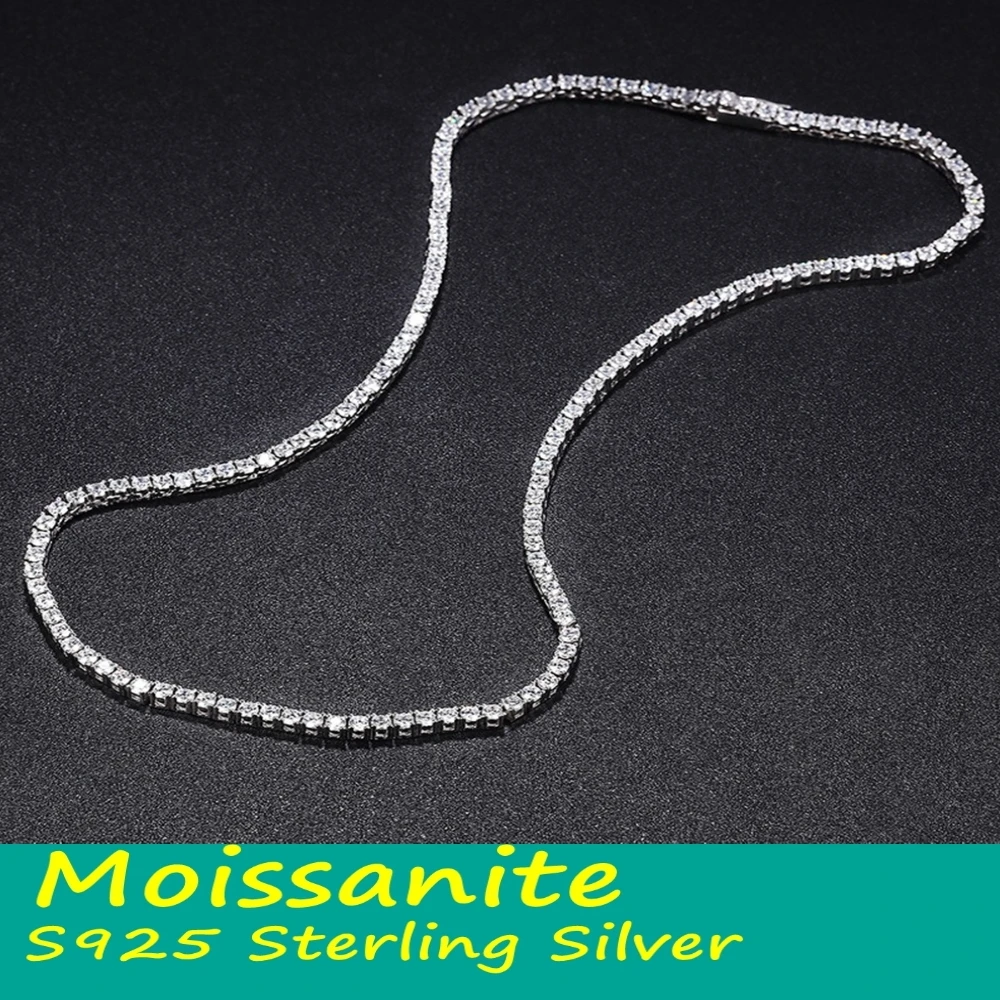 

3-5MM D Color VVS1 S925 Sterling silver Hip-hop Punk Necklace Moissanite Chain Shining Stack Unisex fine jewelly Zircon