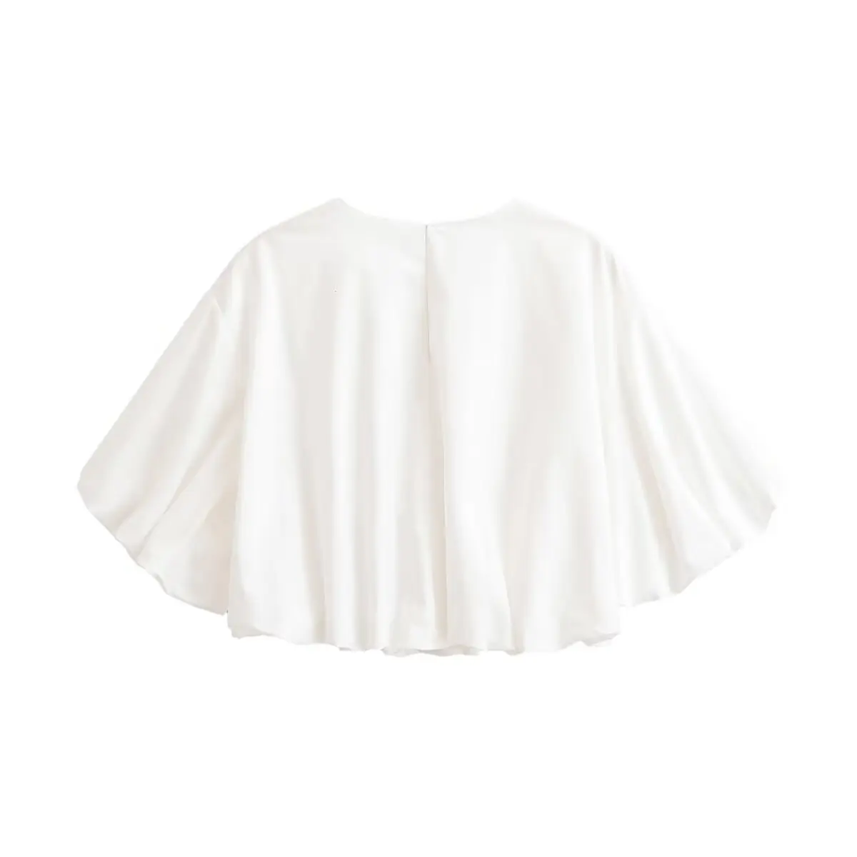 European and American style 2026 new summer cross-border fashion balloon style poplin short wide-sleeved top