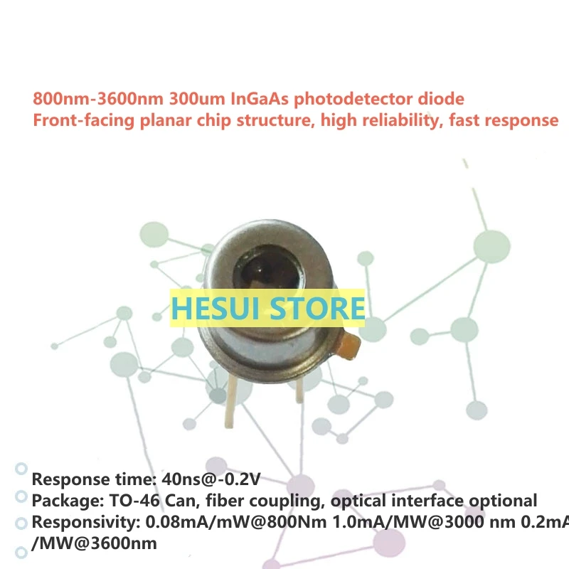 800nm-3600nm 300um InGaAs photodetector diode with optical fiber