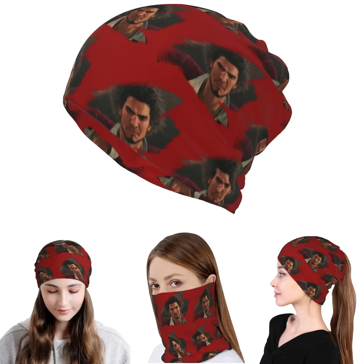 Ichiban Kasuga Yakuza Bandana Halstuch, Gesichtsschal, warme Kopfbedeckung, Mütze für Männer und Frauen, Erwachsene, für alle Jahreszeiten
