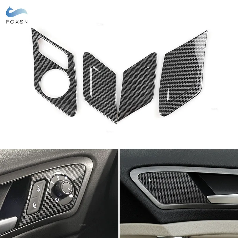 Car-styling Carbon Fiber Texture Interior Door Panel Seat Lock Button Cover Trim For VW Golf 7 MK7 7.5 2014 2015 2016 2017 -2020