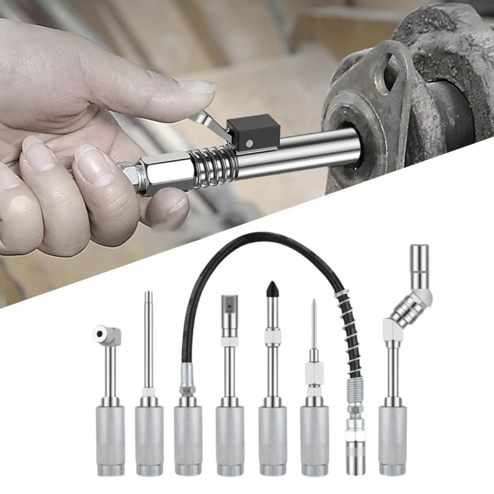 

11Pcs Grease Coupler Kit Complete Attachments High Hardness with Hose Greasing