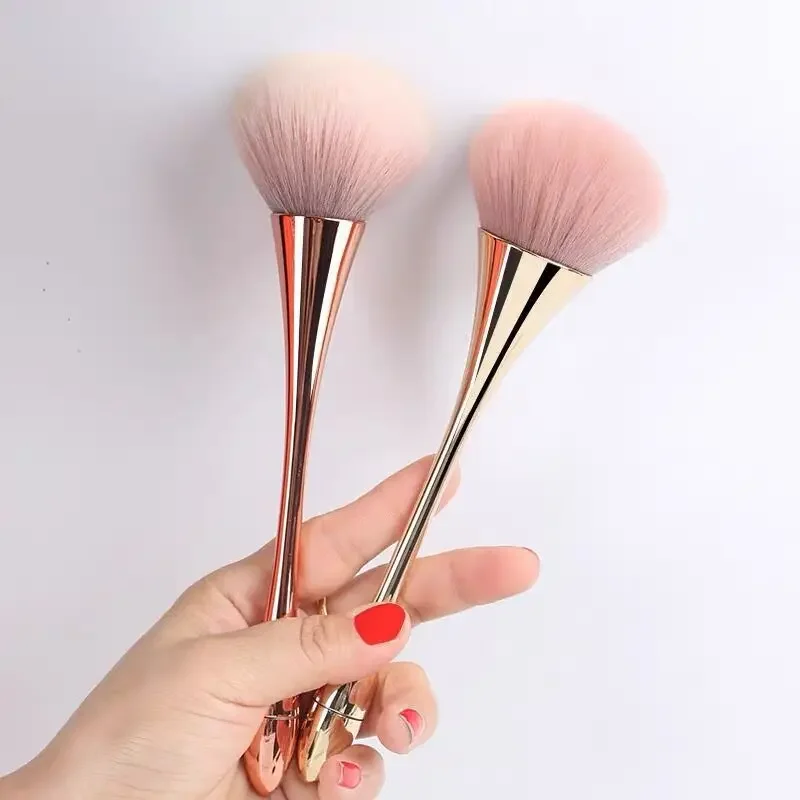 Rosa de ouro em pó blush escova profissional compõem escova grande rosto cont cosméticos rosto cont brocha colorete compõem ferramenta