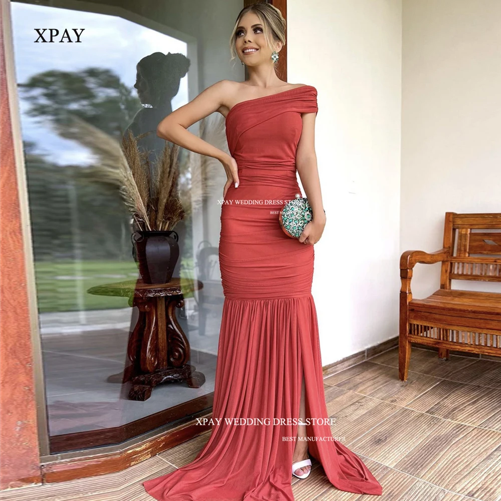 XPAY Abito da ballo con spacco basso Una spalla A-Line Dubai Arabia Abito da sera da donna Abito formale personalizzato per occasioni speciali Abiti