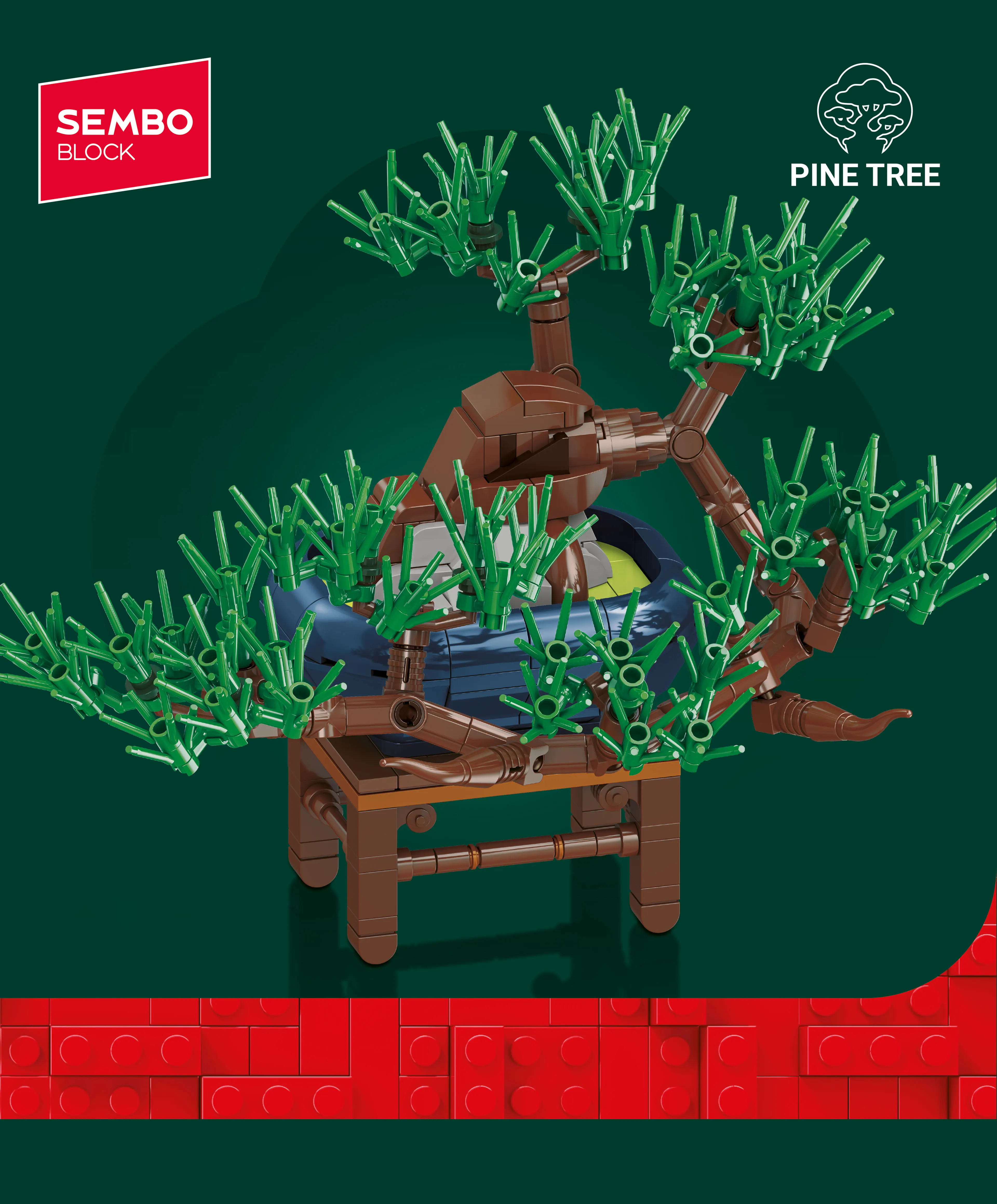 SEMBO Ewige Blumen-Bonsai-Bäume, Bausteine, MOC, Ahorn, Kumquat, Begonie, Kiefer, Topfpflanzen, Modellspielzeug, Heimdekoration, Weihnachtsgeschenk – Detail 7