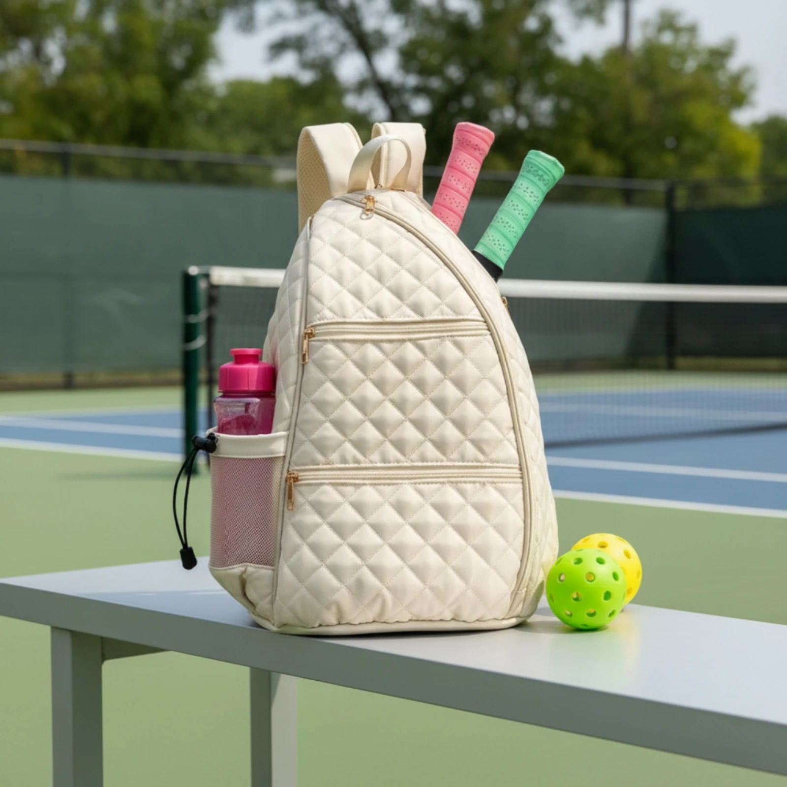 Backpack Racket Bag - Schlägerrucksack, gesteppter Tennisrucksack, Sporttasche, wasserabweisend, verstellbar