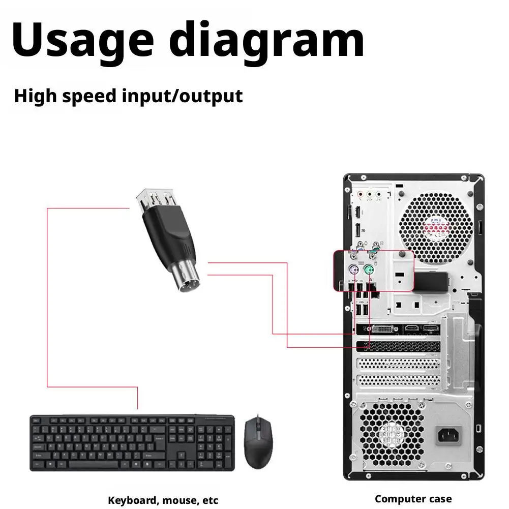 USB To For PS2 Converter 6-pin Round-hole Adapter For Keyboard And Mouse USB Type-c Female To For PS2 Female Interface Devices