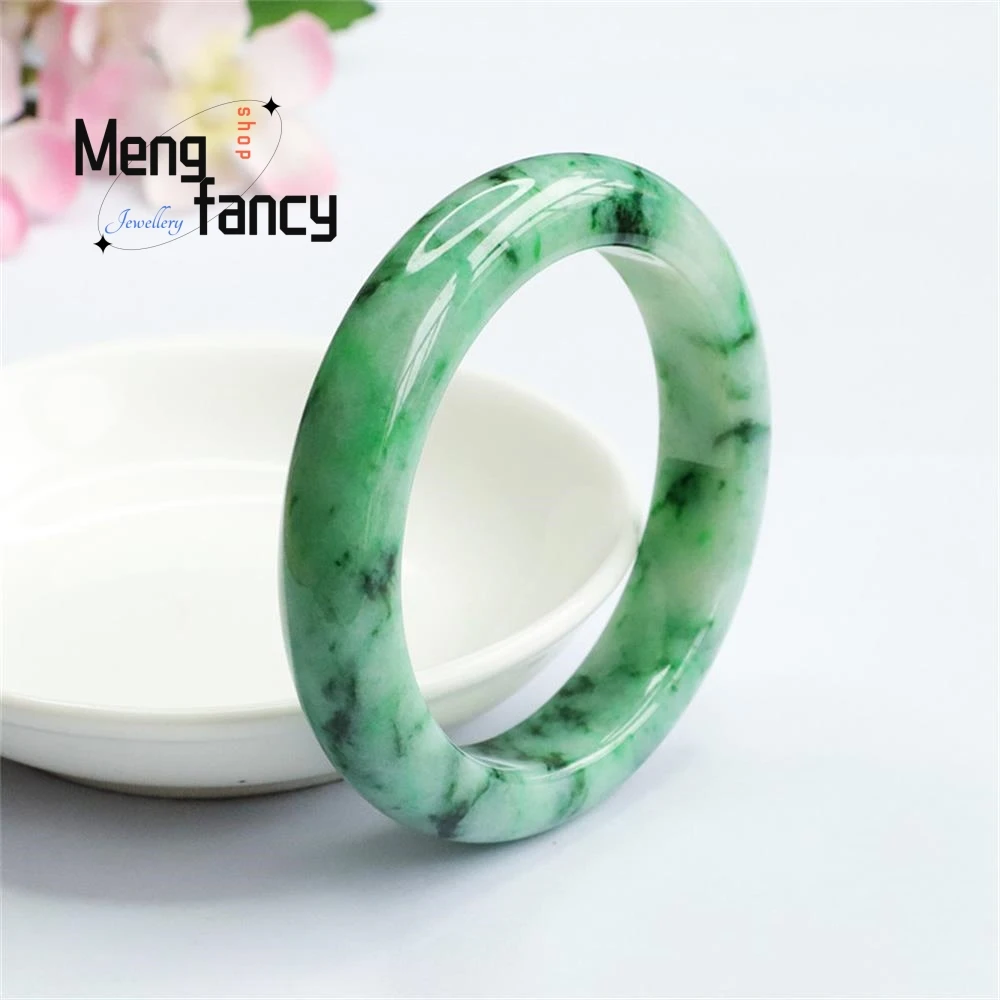 Natural Myanmar Jadeite Yang Green Spicy Green Jade Bracelet Exquisite Elegant Simple High-grade Luxury Quality Fashion Jewelry