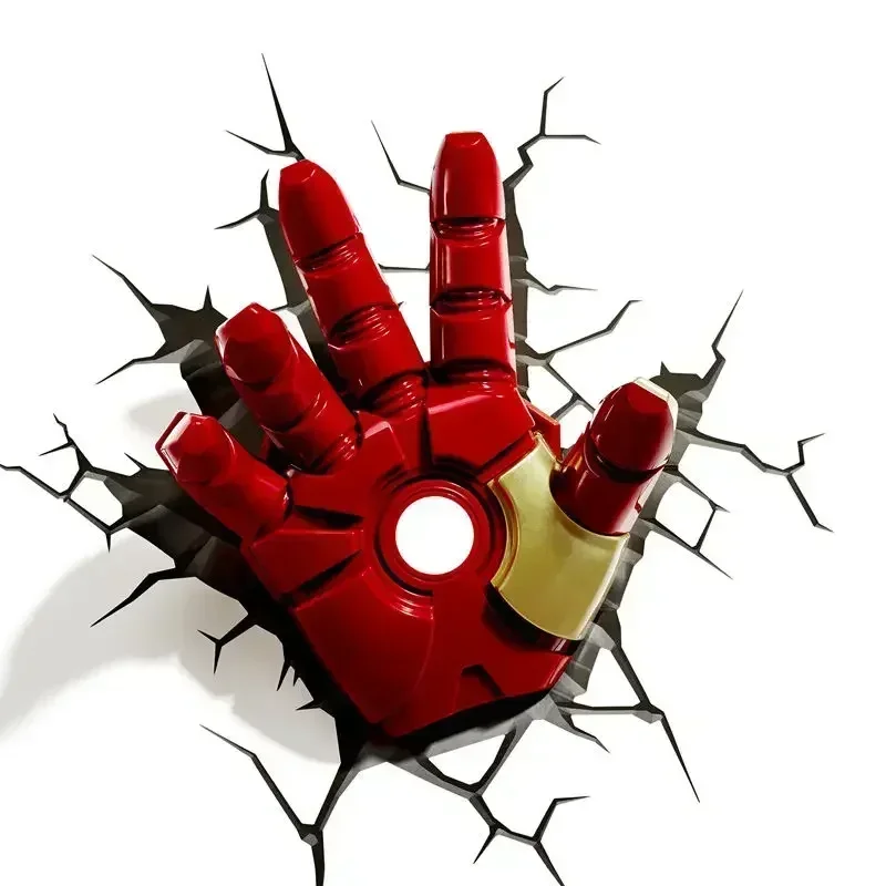 الإبداعية خارقة الرجل الحديدي خوذة قفاز نموذج ثلاثية الأبعاد الجدار مصباح فريد LED ضوء قفاز ديكور المنزل الأطفال هدية عيد ميلاد