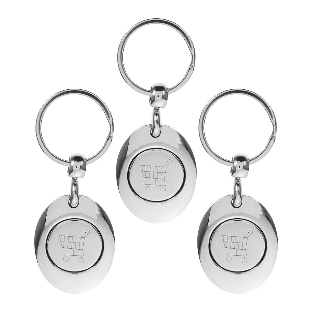 3 Pcs Token Keychain Shopping Trolley Wagons Carts Foldable Disassembler Coin Zinc Alloy Small Keyring Portable