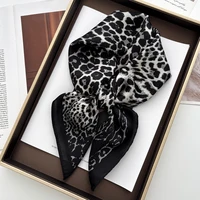 Luxury Floral Print Female Satin Neck Scarf Square Hair Scarves Foulard Head Band Shawls Wraps Neckerchief Bandana Women 5