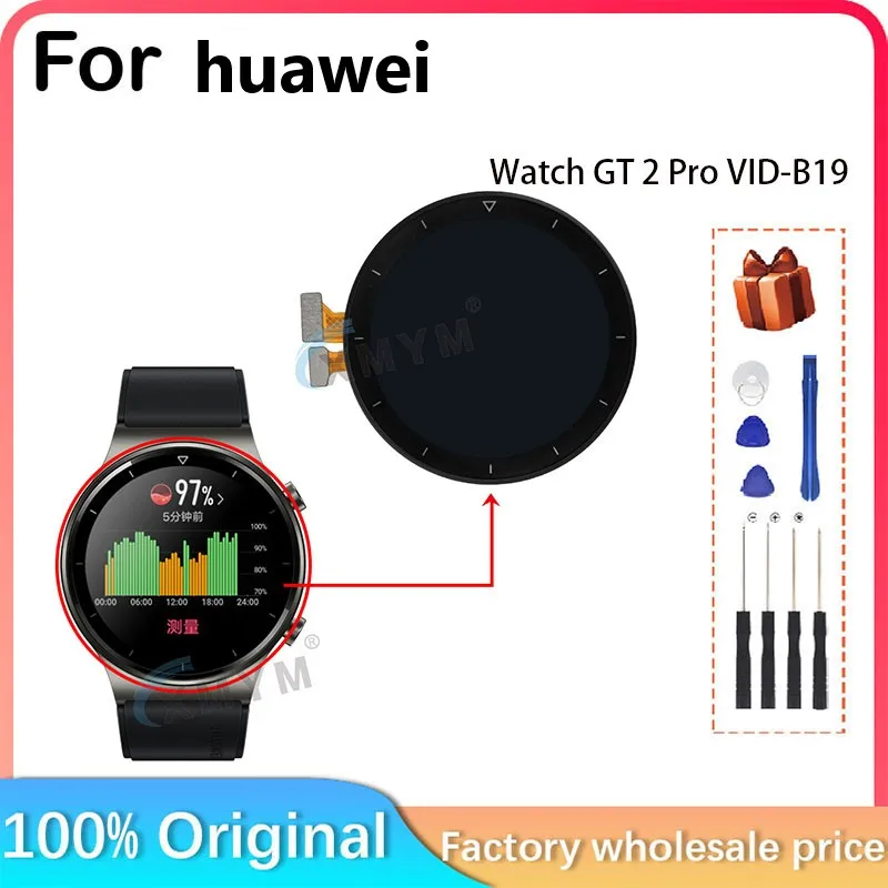 LCD Display Screen Substituição para Huawei Watch, GT 2 Pro, VID-B19, 46mm, Capa De Tela, Peças De Vidro, Peças De Reposição