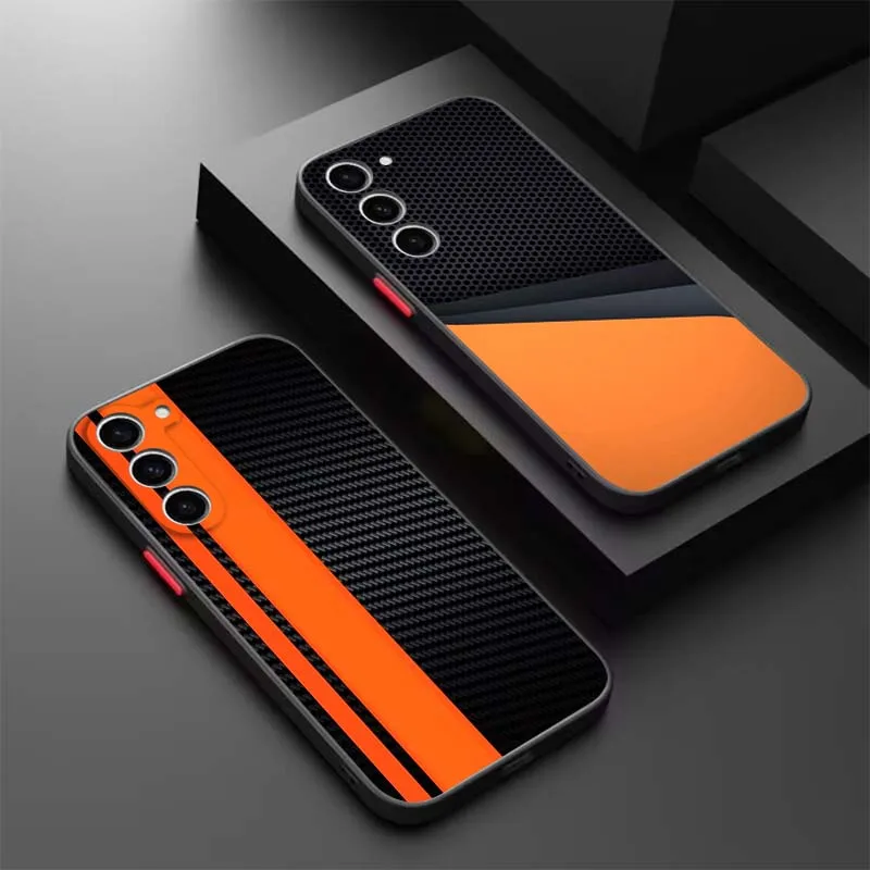 

Carbon fiber art pattern Phone Case For Samsung A56 A42 A36 A34 A33 A32 A23 A16 A04 A03 Note 20 5G Frosted Translucent