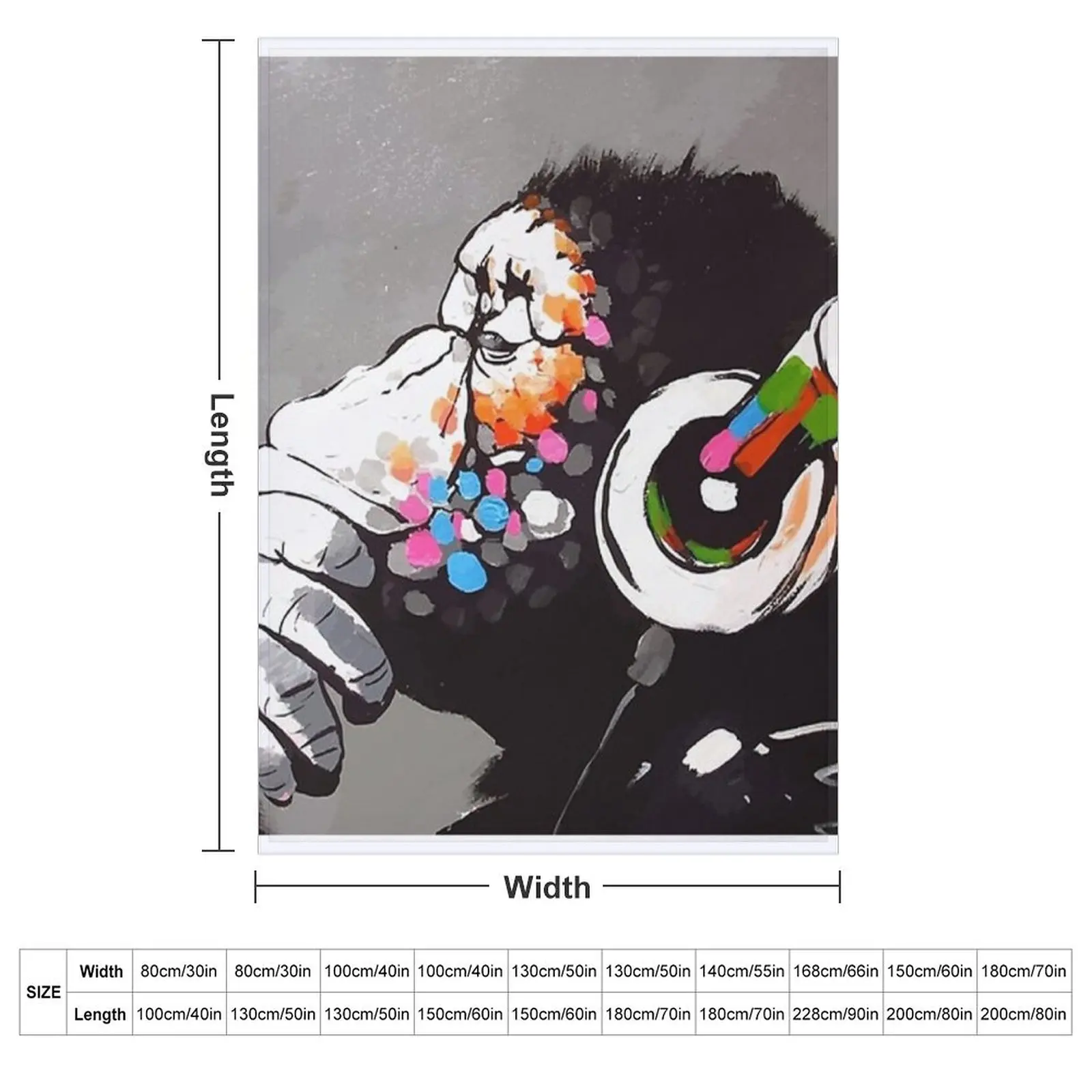 Banksy DJ Monkey Thinker with Headphones Throw Blanket Large Weighted Blankets For Bed Sofa Custom Blankets