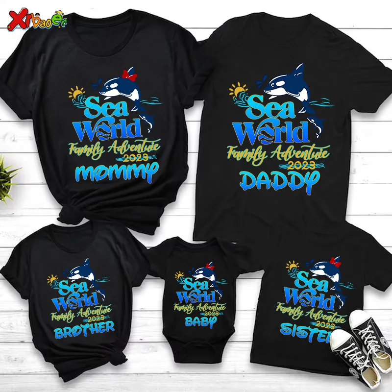 Family Vacation 2023 T-Shirt Customize Family Vacation Shirt Holiday Family Trip Family Matching Outfit Sea World Memorial Shirt