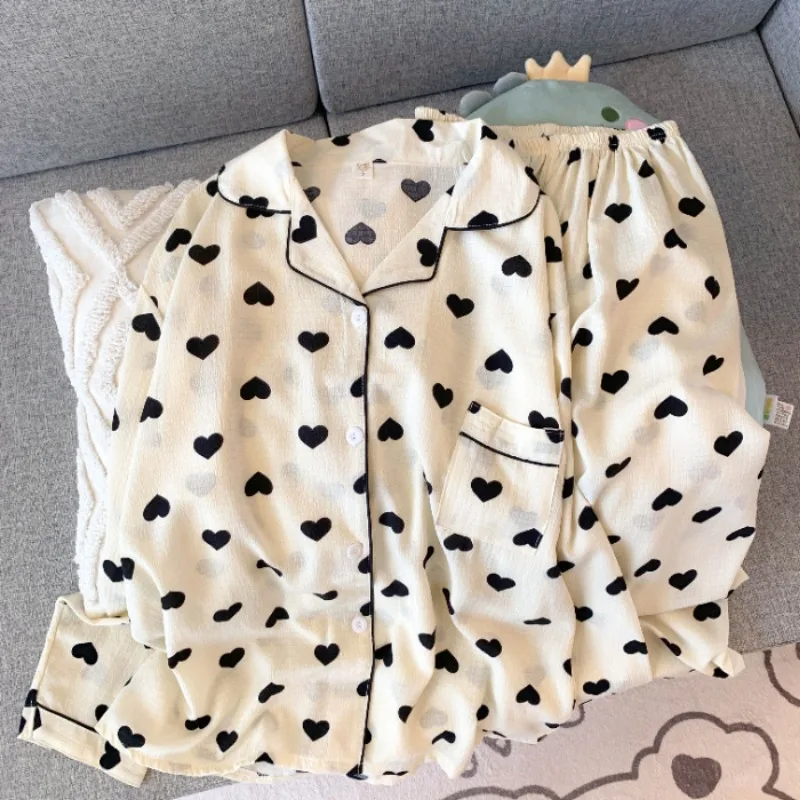 Stickerei Hund Vintage Plaid 2-stück Anzug Pyjama Femme Koreanischen Stil Casual Weiche Mode frauen Pyjamas Herbst Neue Nachtwäsche – Detail 9