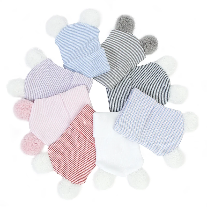 Newborn Baby Beanie Hat Cute Pompom Hairball Knitted Baby Warm Hats Infant Boys Girls Caps Bonnet Soft Hospital Hat Solid Color